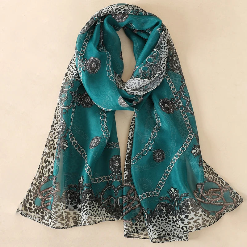 Printed Chiffon Scarf — Lightweight Sun-Protection Beach Shawl Wrap — view 4 of scarves