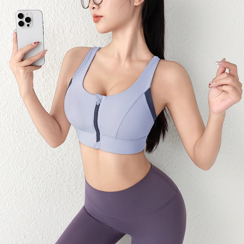 High-Strength Shockproof Sports Bra — One-Piece Summer Front-Zip Yoga Training Bra — view 3 of sports bras