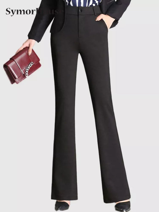 Women's Black & Blue Skinny Flare Pants – Elegant Office Wear for Ladies