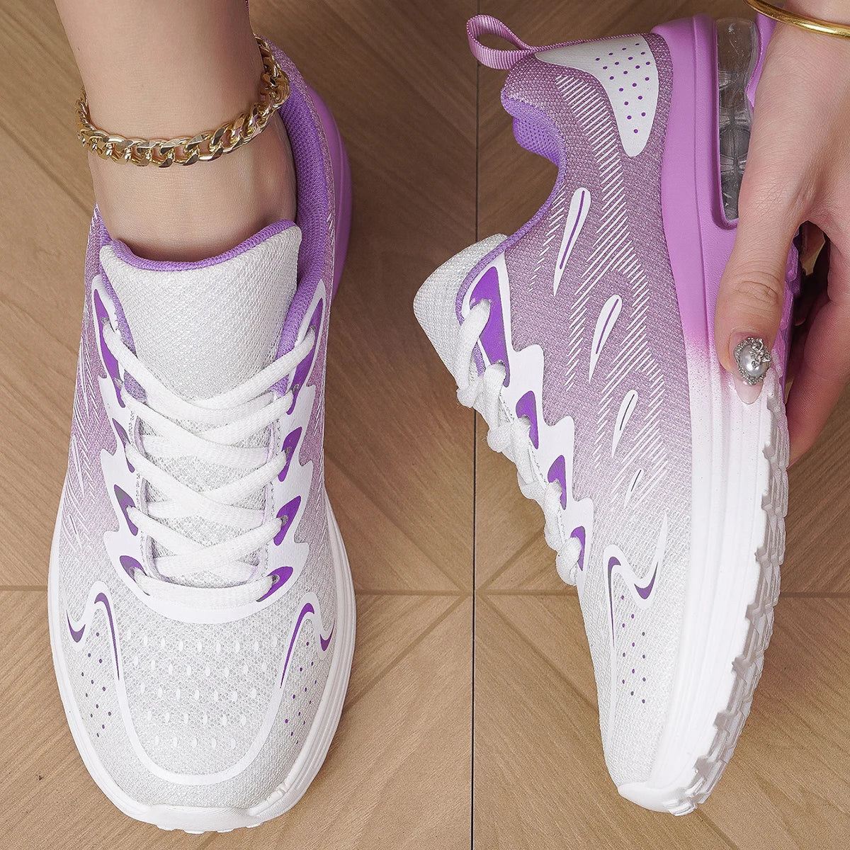 Women's Air Cushion Tennis Sneakers — Mesh Breathable Walking Sport Trainers — view 2 of sneakers