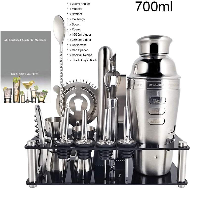 1-14 Pcs Stainless Steel Cocktail Shaker Set – 600ml/750ml Mixer for Drinks