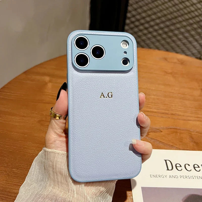 Personalized Gold Initial Leather Case for iPhone 11–17 Pro Max Custom Name — view 12 of phone cases