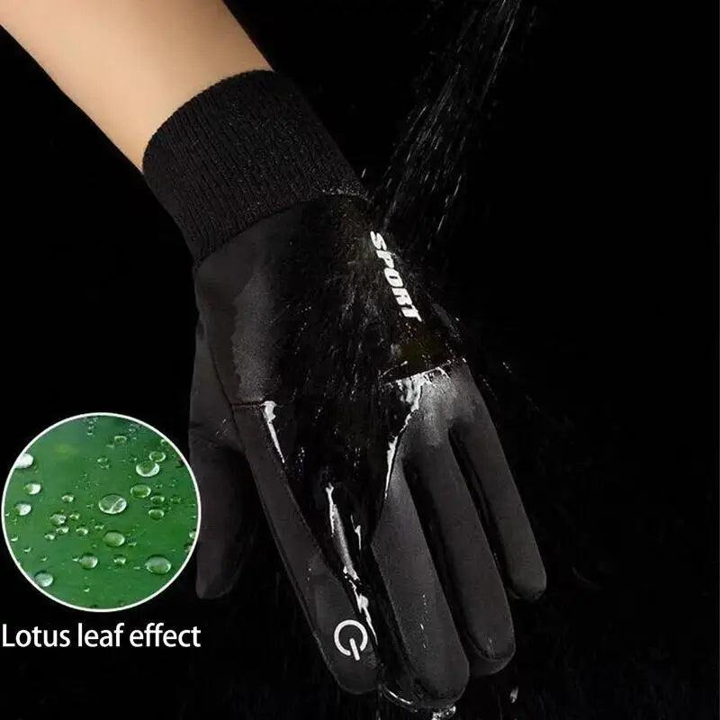 Full-Finger Waterproof Cycling Gloves — Touchscreen Fleece Winter Running Motorcycle Ski Gloves — view 5 of gloves