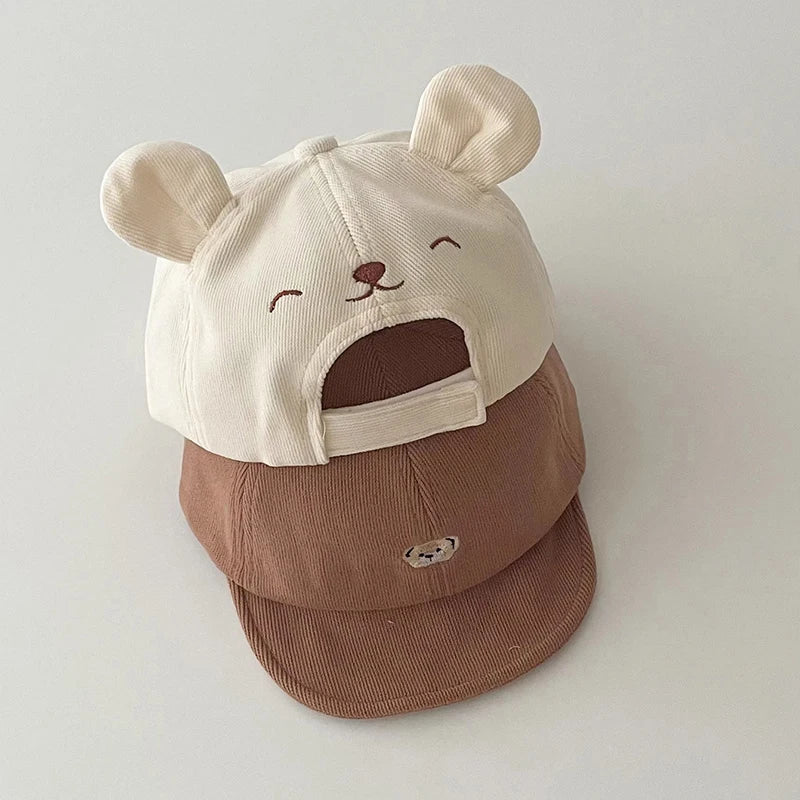 Cartoon Bear Baby Baseball Cap - Kawaii Ear-Detail Sun Hat for Infants — view 3 of baby hats