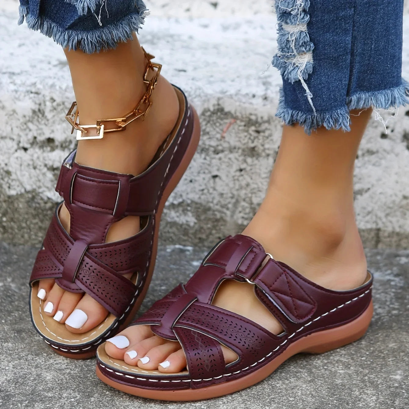 Summer Sandals Striped Fisherman — Arch-Support Closed-Toe Slides (2026 Trend) — view 2 of summer sandals