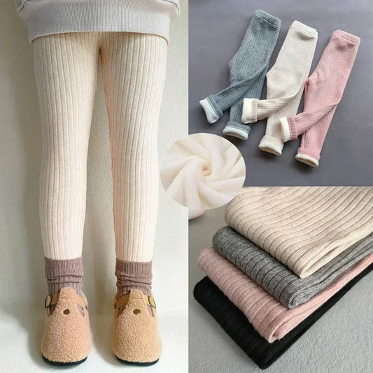 Warm Cashmere Pants for Girls Autumn Winter Kids Clothing Children Plus Velvet Trousers Keep Warm Cotton