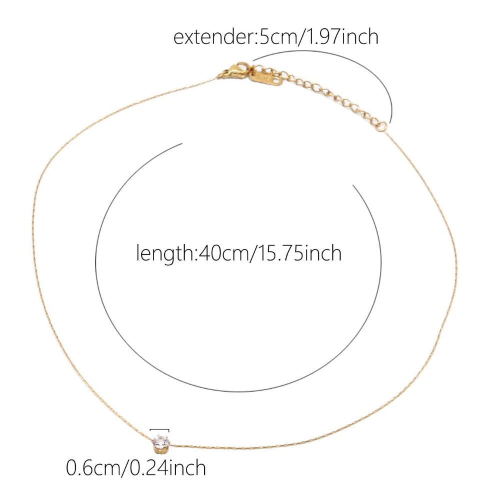 Women's Dainty Zircon Charm Necklace — 18K Gold Plated Anti-Tarnish Jewelry — view 4 of jewelry