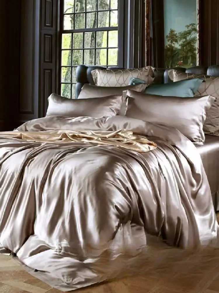 25mm thick natural silk bedding sheet duvet cover set luxurious gift Italy style home decoration sp6642