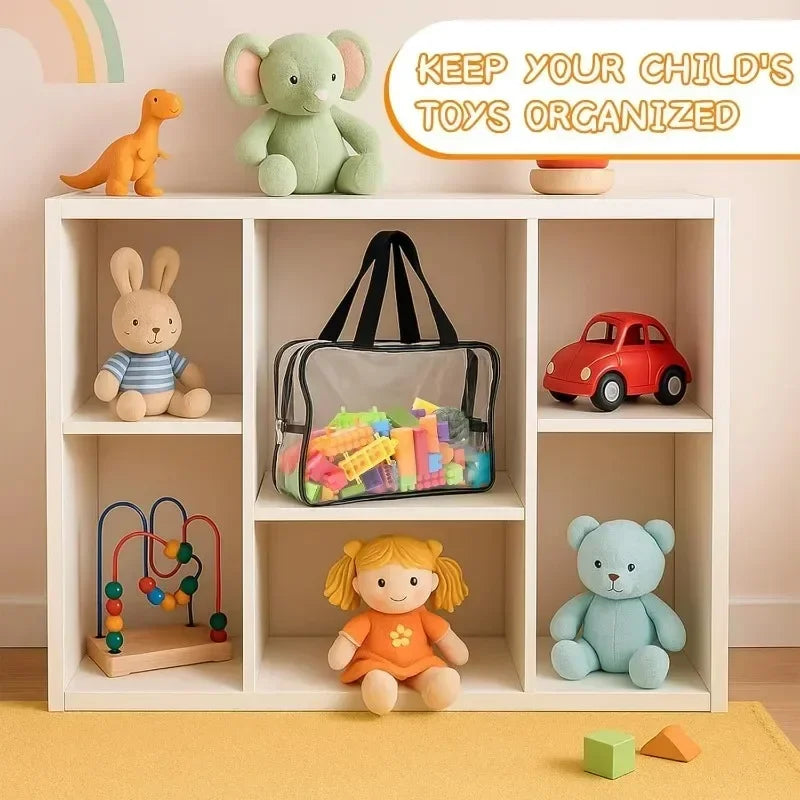 Transparent Kids Toy Organizer Bag - Large Travel Storage Tote with Handle — view 6 of storage bags
