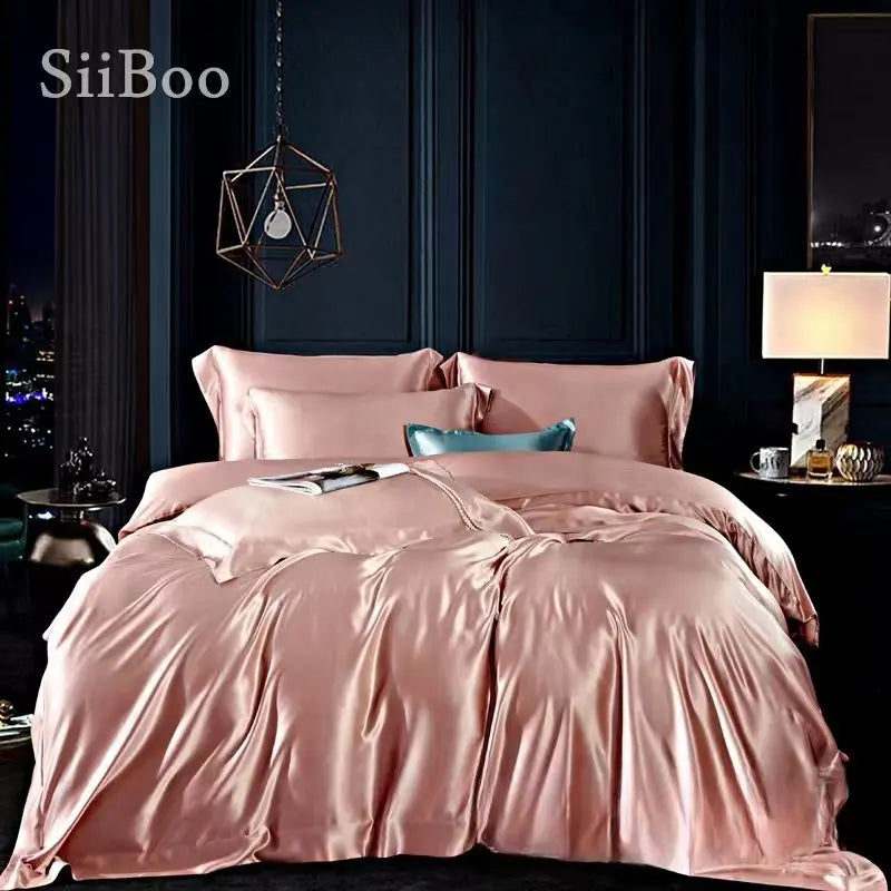 25mm thick natural silk bedding sheet duvet cover set luxurious gift Italy style home decoration sp6642