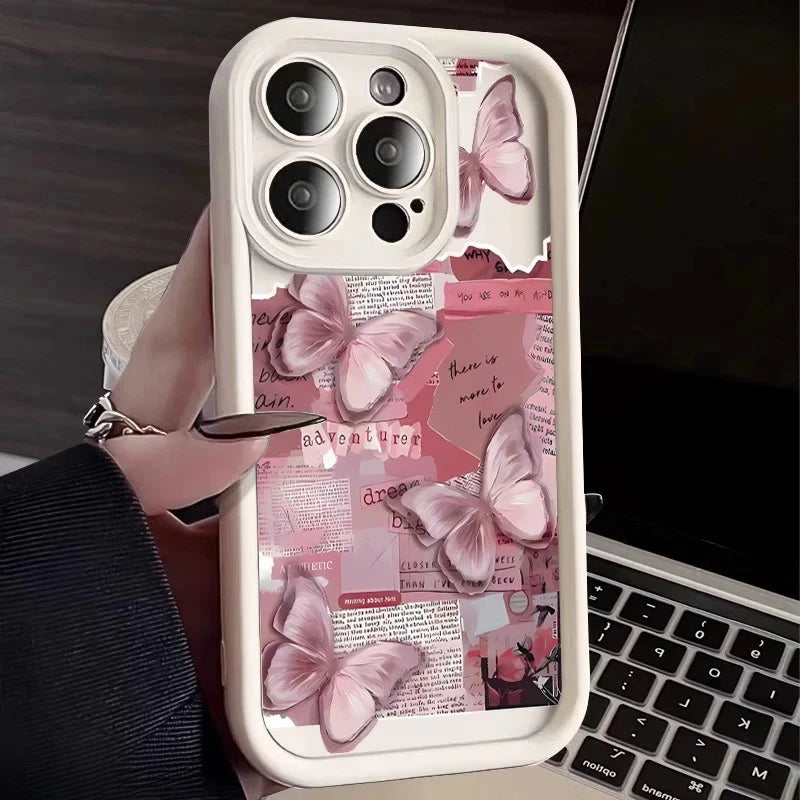 Pink Butterfly Silicone Candy Case for iPhone 11–17 Pro Max Y2K Cute — view 9 of phone cases