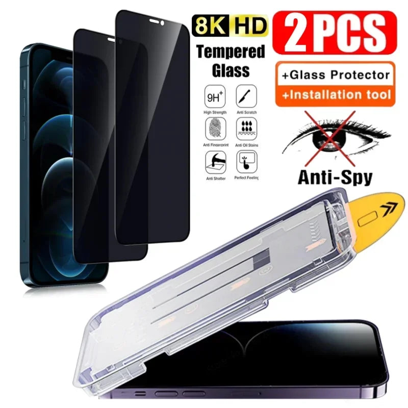 5Pcs Privacy Tempered Glass Multi-Pack for iPhone 14/15/16/17 Pro Max Anti-Spy — view 3 of screen protectors
