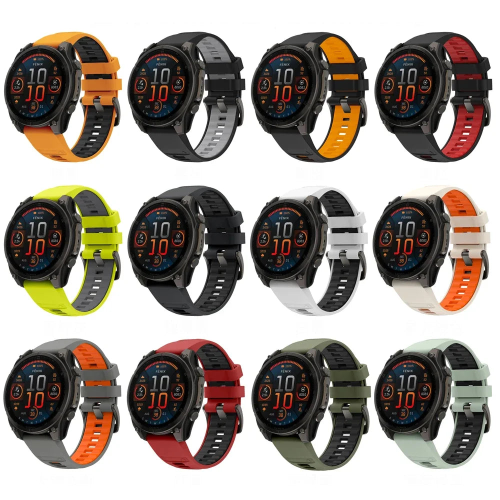 QuickFit Watch Band for Garmin Fenix 8/7/6/5/Epix Pro — 22/26mm Silicone Sport Strap — view 6 of watch straps