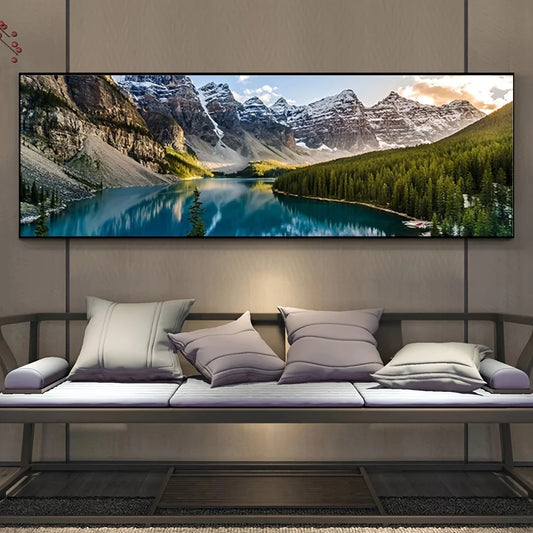 Lake Forest Mountain Landscape Canvas Poster &mdash; Scenery Wall Art for Living Room &amp; Bedroom — view 1 of wall art & prints