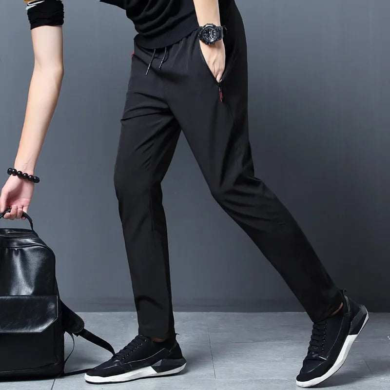 Men's Slim Fit Casual Jogger Pants — Elastic Waist Classic Korean Trousers — view 2 of men's clothing