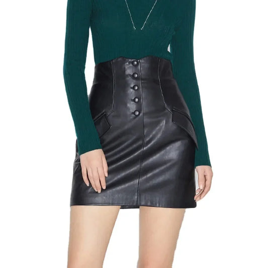 New Coming Summer Mini Skirt High Waist Women Genuine Sheep Leather Skirts