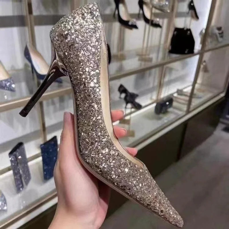 Heels & Pumps — Gold & Silver Designer Wedding Heels, Bridal Luxury Stiletto Pumps — view 6 of heels & pumps