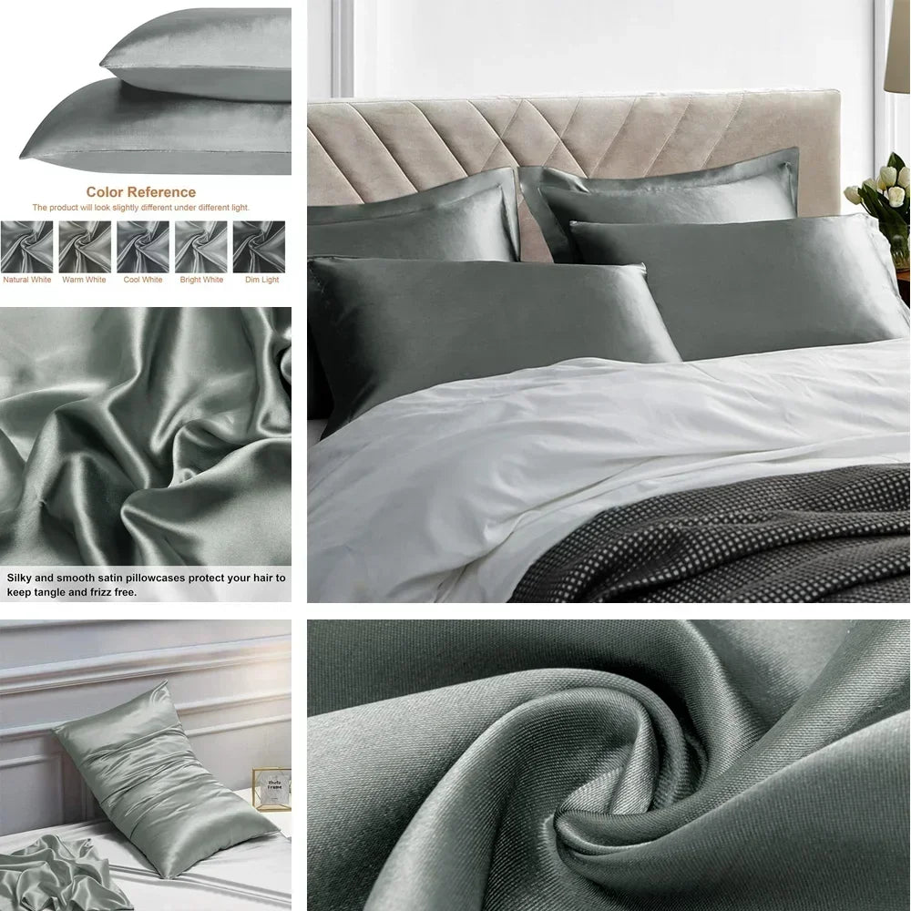 Pack Satin Pillowcases – Cooling, Super Soft Silk-Like Pillow Covers with Envelope Closure — view 6 of home & kitchen