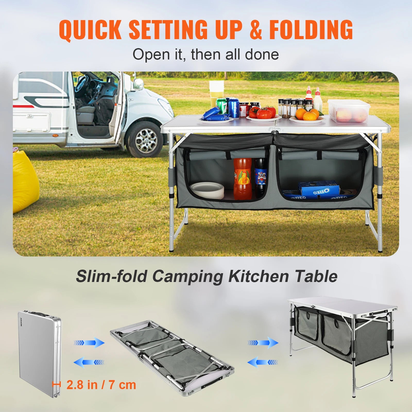 SucceBuy Aluminum Camping Folding Table — Quick-Set Cooking Station — view 3 of outdoor sports