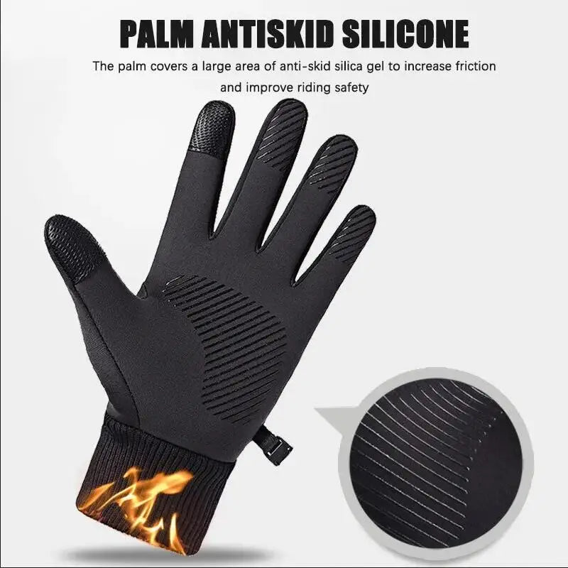 Full-Finger Waterproof Cycling Gloves — Touchscreen Fleece Winter Running Motorcycle Ski Gloves — view 4 of gloves