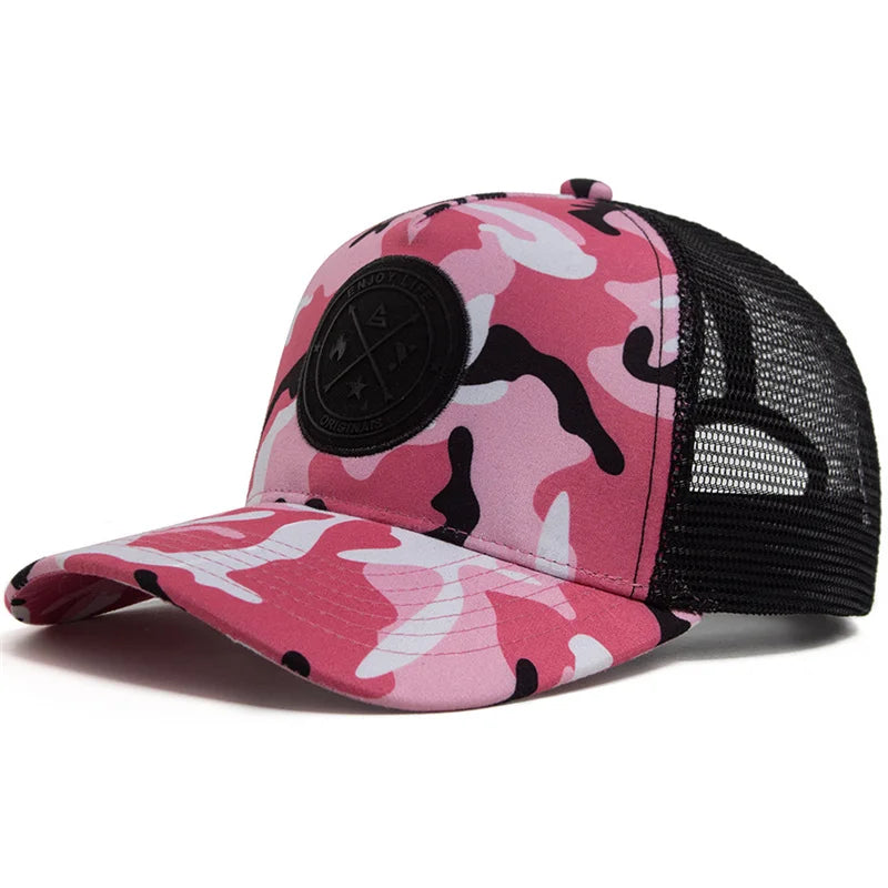 Summer Mesh Baseball Cap ENJOY LIFE — Breathable Snapback Trucker Hip-Hop Patch Hat Unisex — view 10 of hats & caps