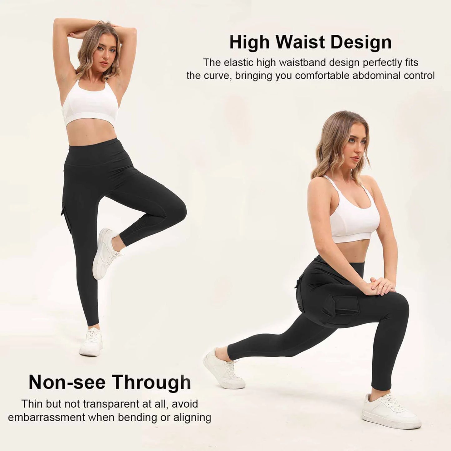 3-Pack High-Waisted Gym Leggings — Solid Color Fitness Yoga Pants Set — view 4 of sports & fitness