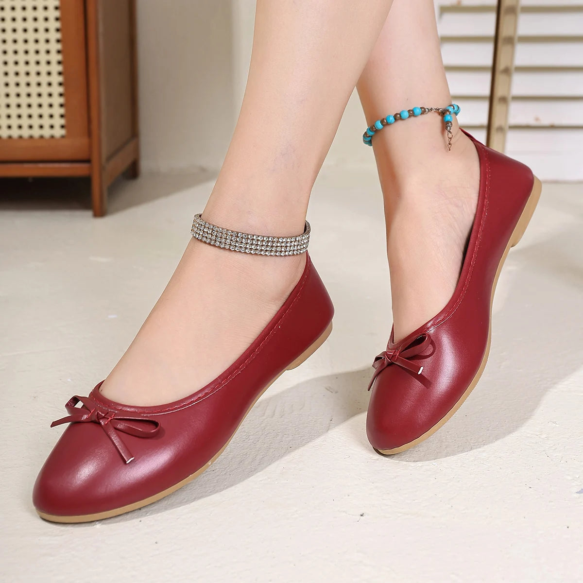 Flats & Ballet — Elegant Red Ballet Flats, Versatile Spring Summer Statement Flats — view 5 of flats & ballet