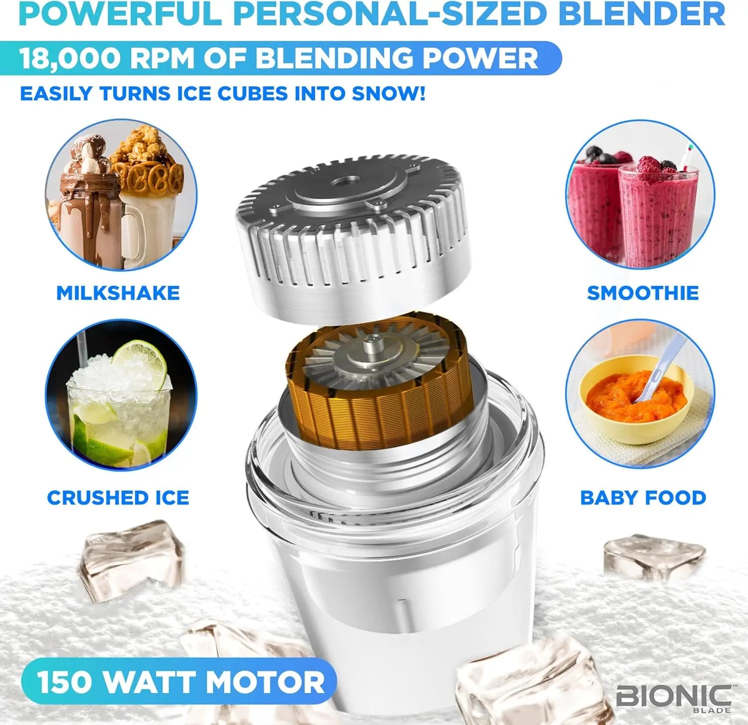 Bionic Blade Cordless Portable Blender (16.5oz) – Rechargeable 18,000 RPM BPA-Free Smoothie Maker — view 2 of home & kitchen