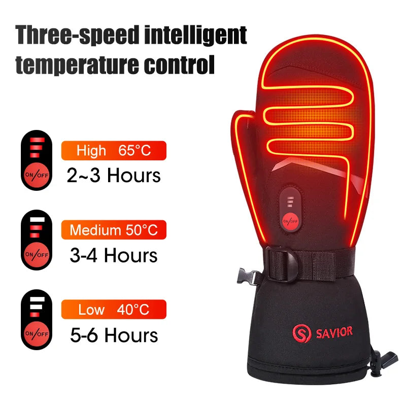 Savior Heat Heated Ski Mittens Winter — Rechargeable Battery Heated Gloves for Men & Women — view 3 of gloves