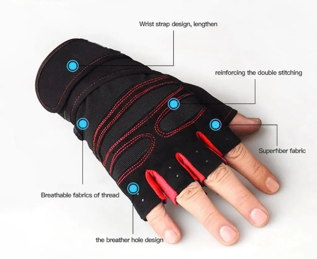 Half-Finger Cycling Gloves Shock-Absorbing — Breathable Anti-Slip Gel Padded Fitness & MTB Gloves — view 4 of gloves