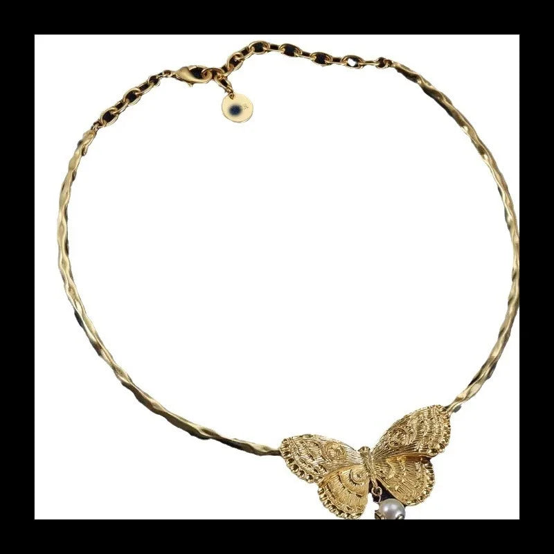 Pearl Double-C Rhinestone Flower Necklace — Luxe Layered Statement for Women — view 4 of necklaces