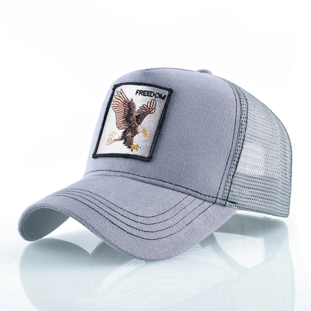 Goat Patch Trucker Cap - Four-Seasons Adjustable Snapback Baseball Hat — view 4 of trucker caps