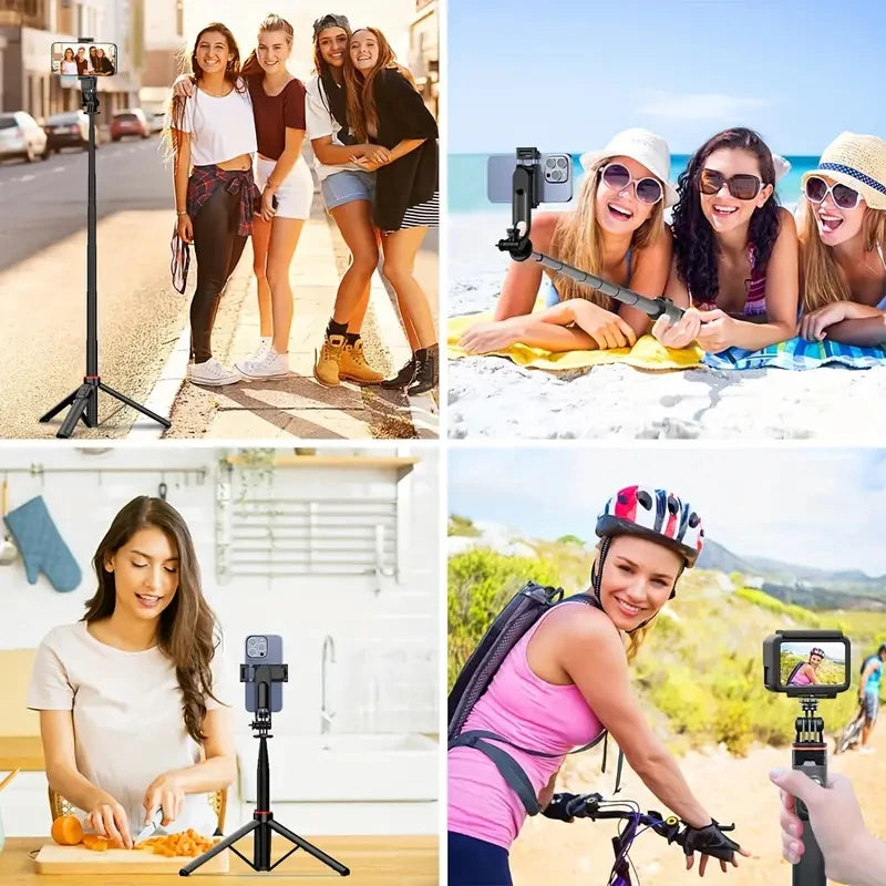 W&O C01 Telescopic Selfie Stick Tripod – Wireless Phone Stand Monopod for iPhone & Android