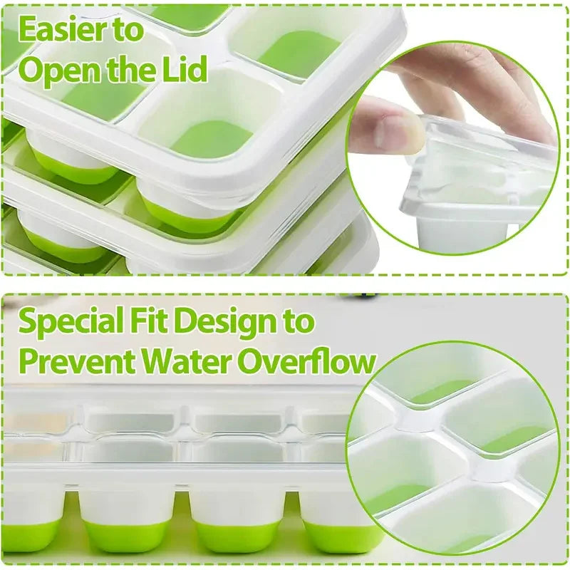 Silicone 14-cube square ice tray with lid for easy release — view 5