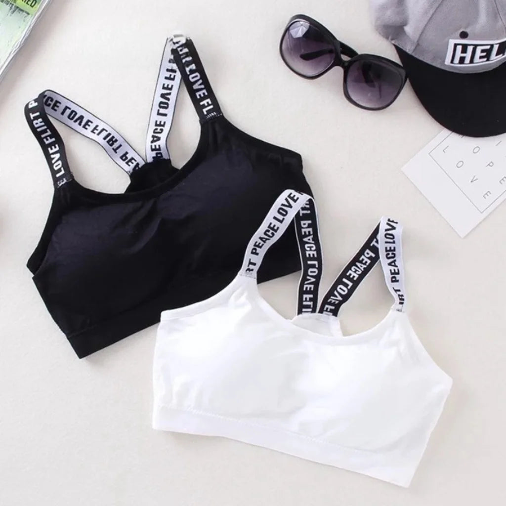 Letter-Strap Sports Bra — Bold Padded Gym Yoga Bralette Tank Top (40-65Kg) — view 5 of sports bras