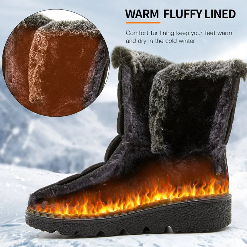 Women's Boots 2025 Trend — Low-Heel Waterproof Fur Snow Ankle Boots — view 2 of boots