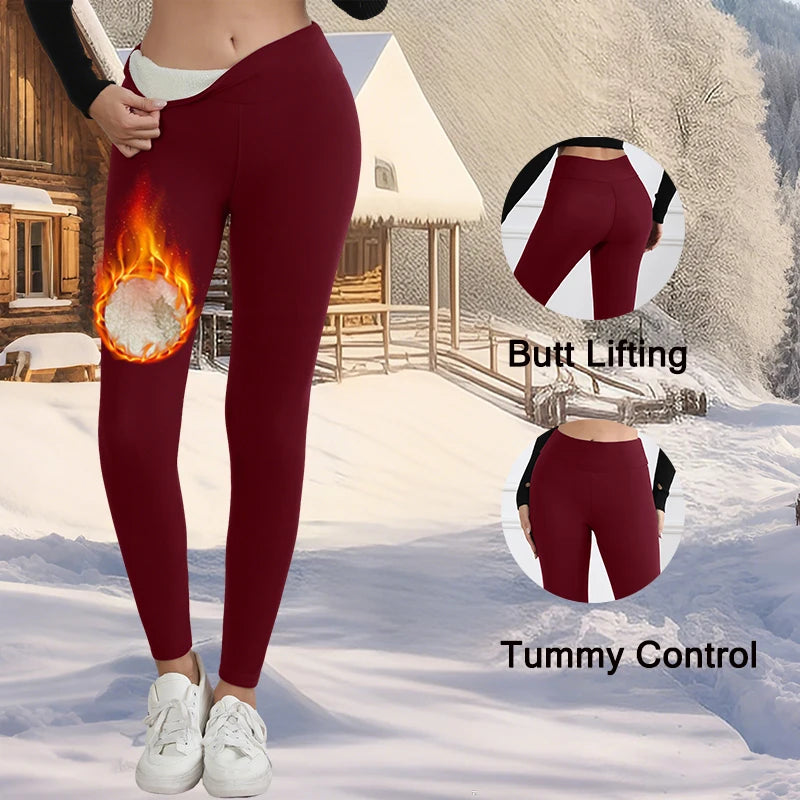 Fleece-Lined Winter Leggings &mdash; Velvet Thicken High-Waist Thermal Yoga Tights — view 5 of sports & fitness
