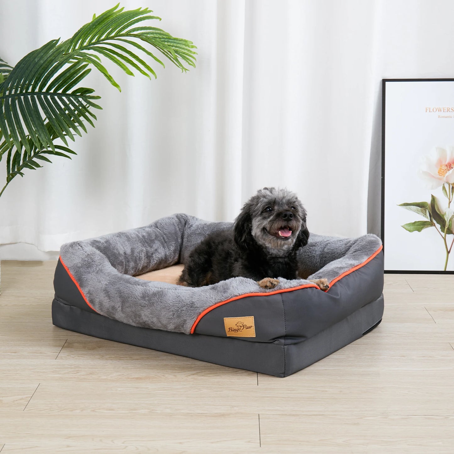 Orthopedic Dog Bed (L–3XL) – Super Soft Foam Pet Sleeping Mat with Bolster & Removable Cover — view 3 of home & kitchen