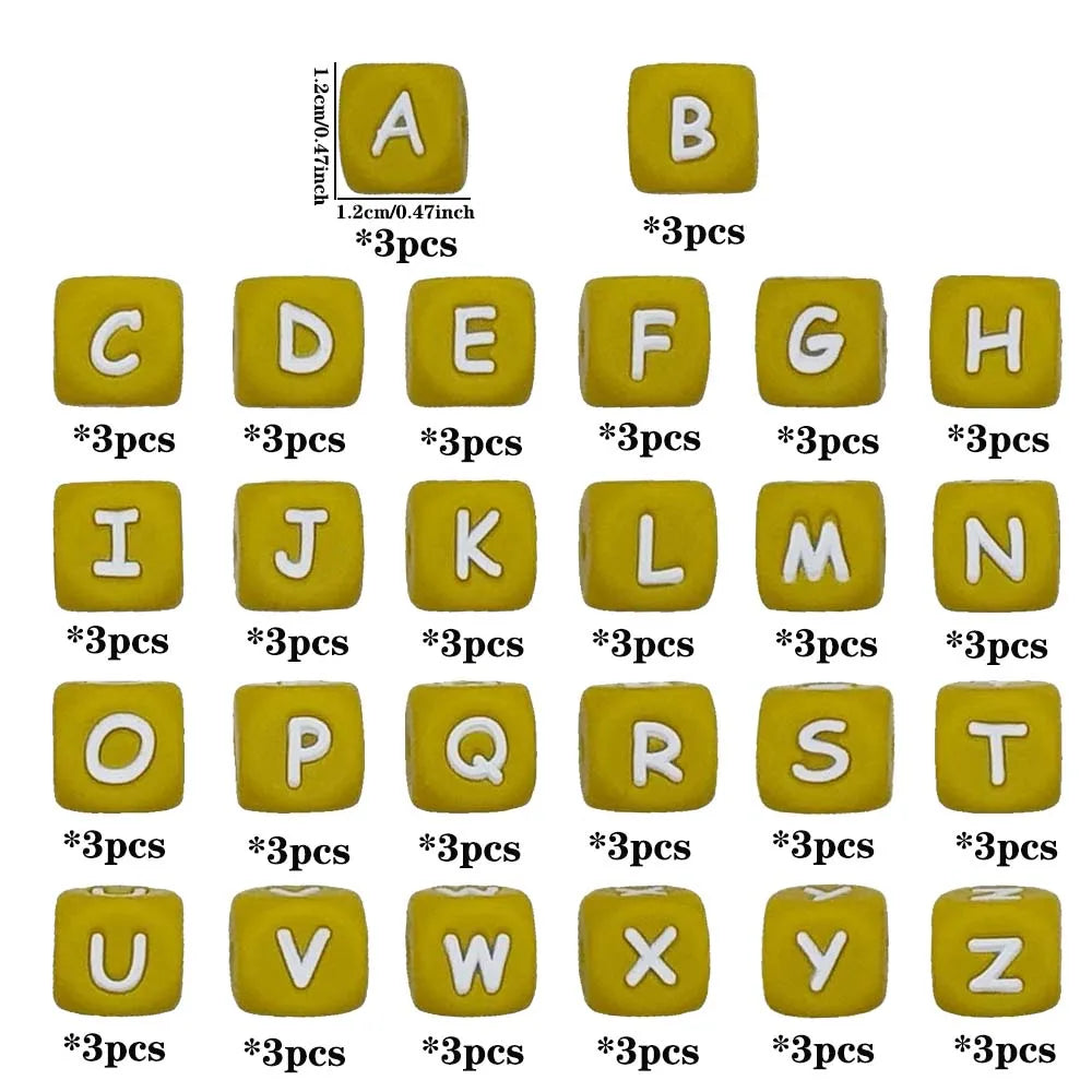 Pearl & Silicone Letter Beads 78pc 12mm — DIY Necklace Bracelet & Pen Charms — view 12 of beads