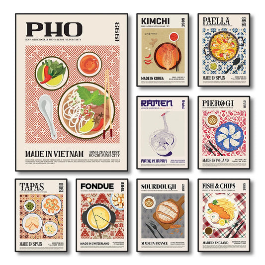 Delicious World Cuisine Canvas Poster &mdash; Pho, Ramen &amp; Tapas Wall Art for Kitchen Decor — view 1 of wall art & prints