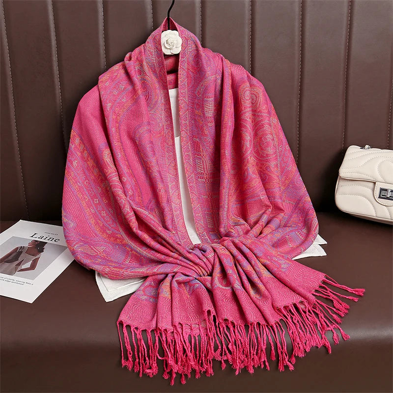 Pashmina Scarf in 58 Signature Shades — Cashmere-Feel Women's Tassel Shawl Wrap Color Stack