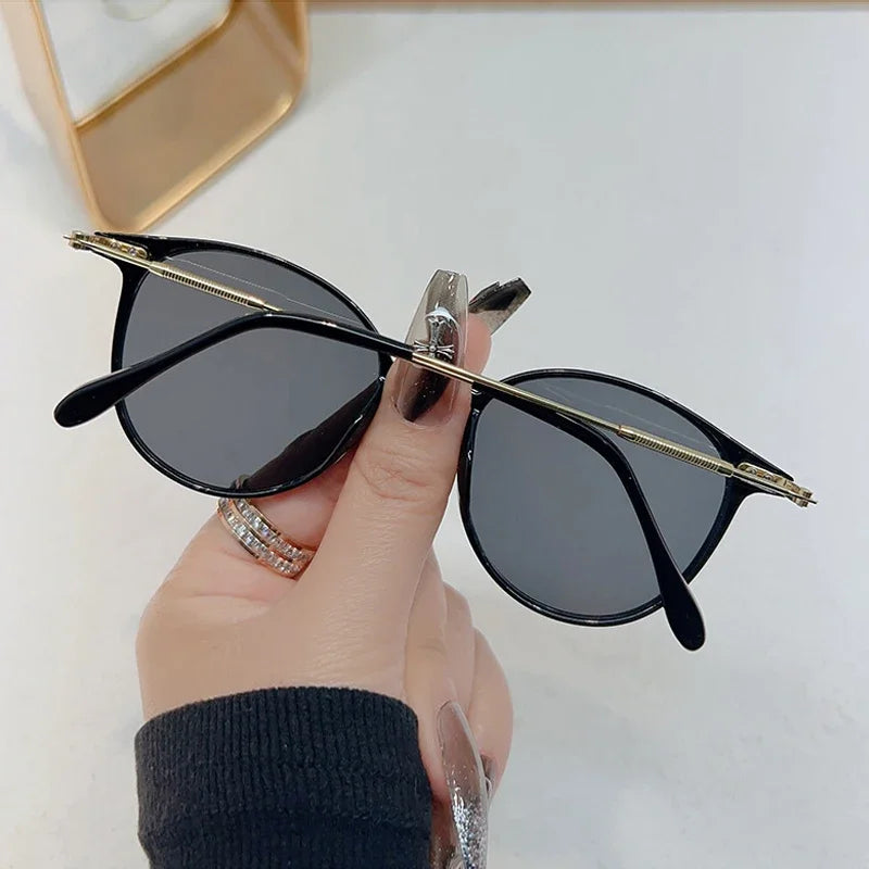 Round Vintage Sunglasses Retro Luxury — Boho Summer Women Designer Brand Oval UV Shades — view 3 of sunglasses