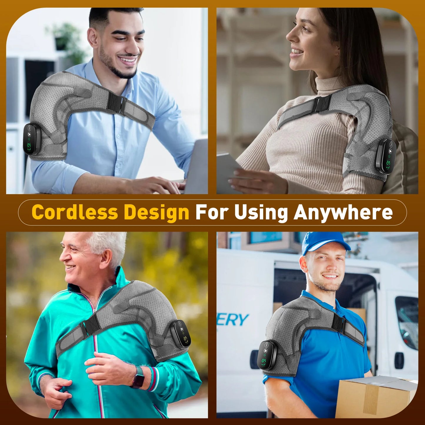 Electric Shoulder Heating Pad — 3-Speed Vibration Muscle Relax Brace — view 4 of recovery & massage