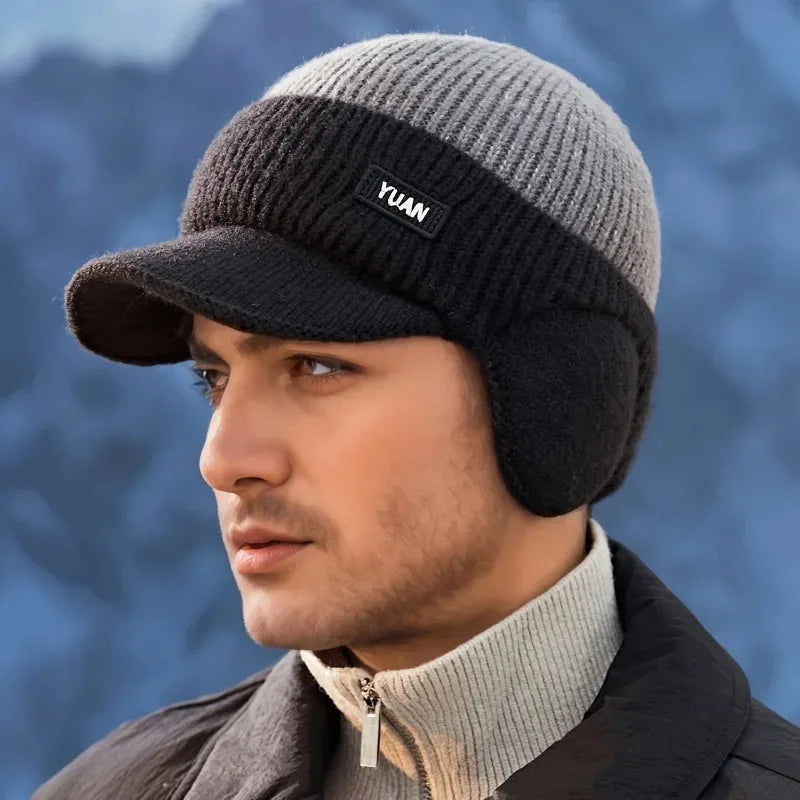 Dual-Tone Knit Baseball Cap — Fall Winter Texture Trend Dad Hat with Ear Protection Couples Set — view 6 of hats & caps