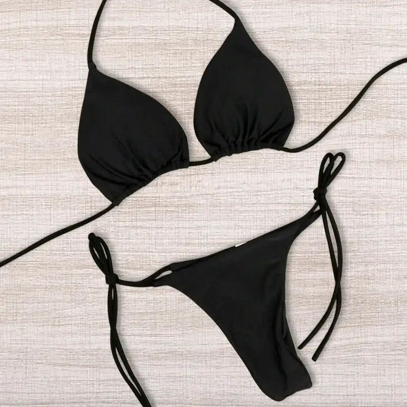 Women's Neck-Strap Bikini Swimsuit — Adjustable Two-Piece Summer Swimwear — view 3 of swimwear