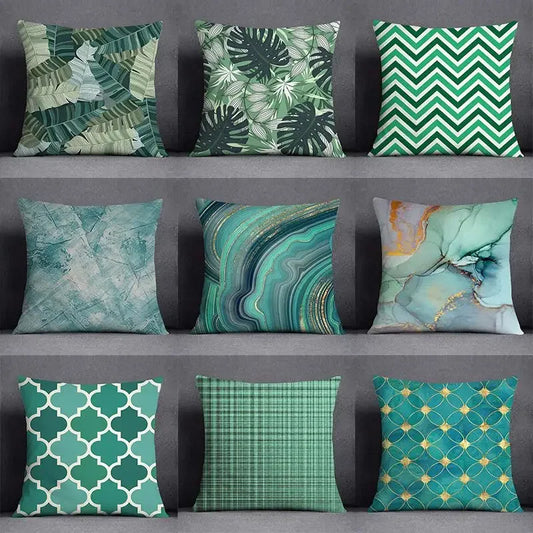 Dark Green Floral Cushion Cover &mdash; Modern Square Animal Print Pillow Case for Sofa &amp; Office — view 1 of cushion covers & pillow cases