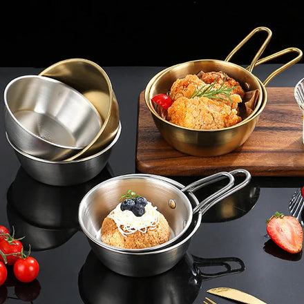 Korean Sauce Bowl with Handle — 304 Stainless Steel Rice, Wine & Seasoning Dish — view 1 of dining & tableware
