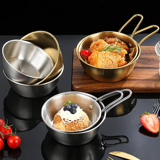 Korean Sauce Bowl with Handle — 304 Stainless Steel Rice, Wine & Seasoning Dish — view 1 of dining & tableware