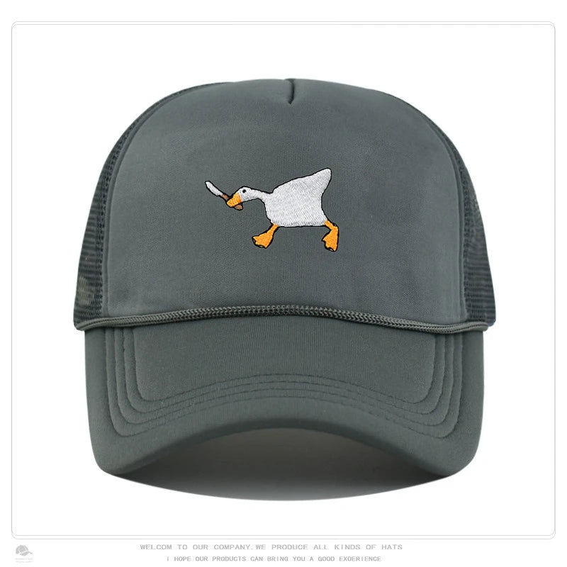 Embroidered Goose Baseball Cap — Quirky City-Style Streetwear Duckbill Casual Fashion Hat — view 5 of hats & caps