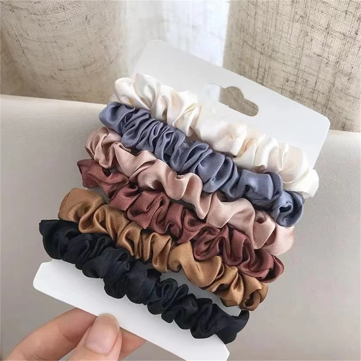 Women's Satin Hair Scrunchies — No-Crease Soft Silk-Feel Hair Ties (6-Pack) — view 4 of hair accessories